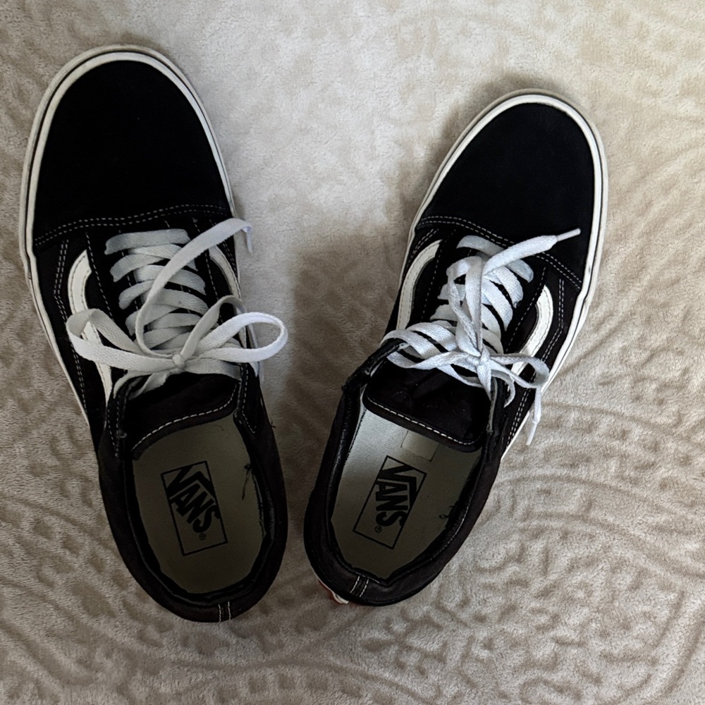 Vans Black and White Low-Top Skate Sneakers